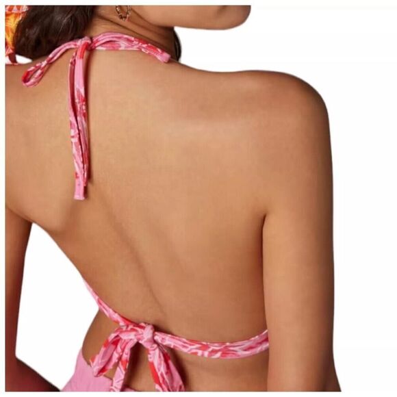 Adidas AOP Island Club Bralette Pink Floral Fabric Top Summer Deadstock NWT XS - Picture 9 of 10